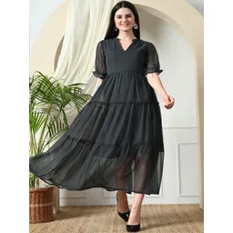 Sangria Women Grey Georgette Dresses-picture-27