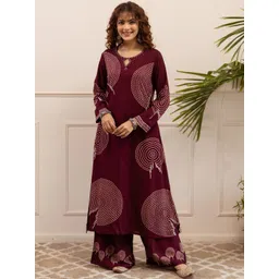 Sangria Women Printed Regular Kurta with Trousers-picture-26