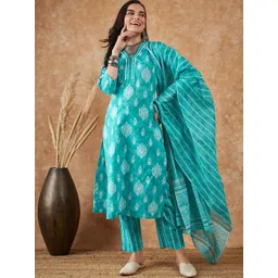 sangria Women Pure Cotton Kurta Pant Dupatta Set-picture-10