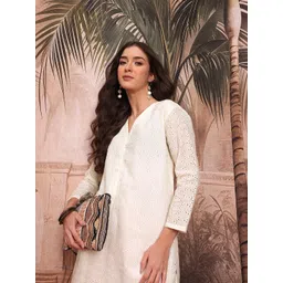 Sangria Women Self Design Kurta with Palazzos-picture-10