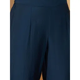 Sangria Women Solid Embroidered Kurta with Trousers & Dupatta image 2