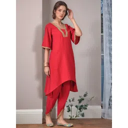 sangria Women Solid Ethnic Kurta with Dhoti Pant-picture-24