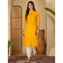 Sangria Women Yellow Solid Kurta-picture-40