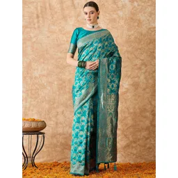 Sangria Woven Design Banarasi Saree With Blouse Piece-picture-32