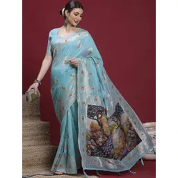 Sangria Woven Design Zari Banarasi Fastive Saree with matching blouse-picture-37
