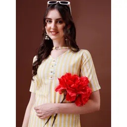 Sangria Yellow Stripted V-Neck Straight Kurta With Trouser-picture-28