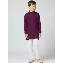 sangria YK Boys Embroidered Regular Sequinned Kurta with Pyjamas-picture-29