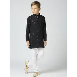 sangria YK Boys Ethnic Motifs Embroidered Regular Sequinned Kurta with Churidar-picture-31