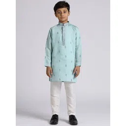 sangria YK Boys Ethnic Motifs Embroidered Regular Sequinned Kurta with Pyjamas-picture-29
