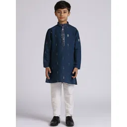 sangria YK Boys Ethnic Motifs Embroidered Regular Sequinned Kurta with Pyjamas-picture-32