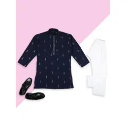 sangria YK Boys Woven Design Embroidered Regular Sequinned Straight Kurta with Pyjamas-picture-36