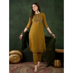 Sangria Zari Sequence Embroidered With Gotapatti Kurta With Trouser Kurta Set-picture-15