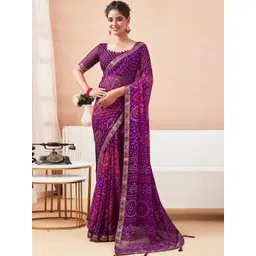 SANISA Bandhani Poly Chiffon Saree-picture-13