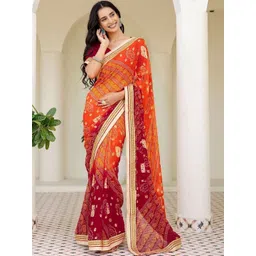 SANISA Bandhani Poly Georgette Saree image 1