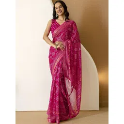 SANISA Bandhani Zari Poly Georgette Saree-picture-31