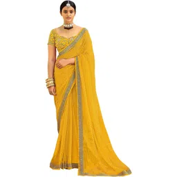 SANISA Embellished Zari Poly Georgette Heavy Work Bandhani Saree-picture-35