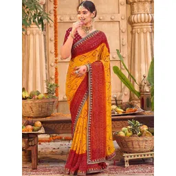 SANISA Ethnic Motifs Embroidered Poly Georgette Saree-picture-19