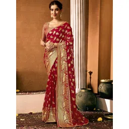 SANISA Ethnic Motifs Zari Poly Georgette Heavy Work Saree-picture-20