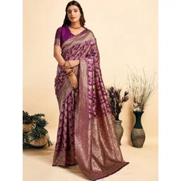 SANISA Ethnic Motifs Zari Silk Blend Handloom Saree-picture-21