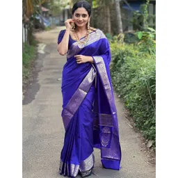 SANISA Ethnic Motifs Zari Silk Blend Heavy Work Saree-picture-32