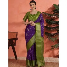 SANISA Ethnic Motifs Zari Silk Blend Saree-picture-16