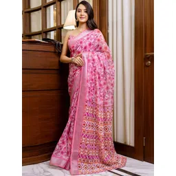 SANISA Floral Pure Linen Designer Saree-picture-31