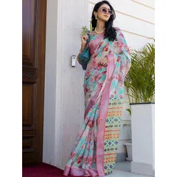 SANISA Floral Pure Linen Designer Saree-picture-32