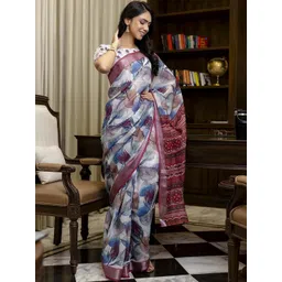 SANISA Floral Pure Linen Designer Saree-picture-26