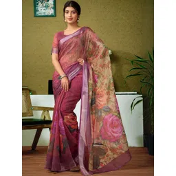 SANISA Floral Pure Linen Handloom Saree-picture-16