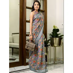 SANISA Floral Pure Linen Saree-picture-29