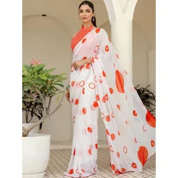 SANISA Polka Dot Poly Georgette Fusion Saree-picture-11