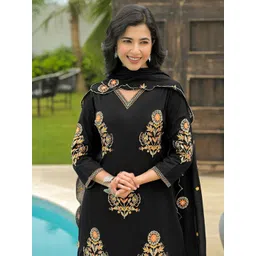 SANISA Women Ethnic Motifs Embroidered Regular Thread Work Kurta with Patiala & With Dupatta-picture-12