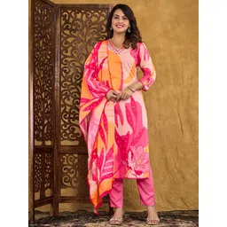 SANISA Women Floral Printed Cotton Kurta with Trousers & Dupatta-picture-40