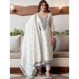 SANISA Women Floral Woven Design Kurta with Trousers & Dupatta-picture-16