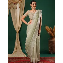 SANISA Woven Design Embroidered Supernet Saree-picture-25