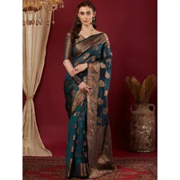 SANISA Woven Design Zari Organza Heavy Work Saree-picture-23