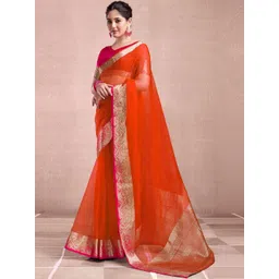 SANISA Woven Design Zari Organza Saree-picture-10