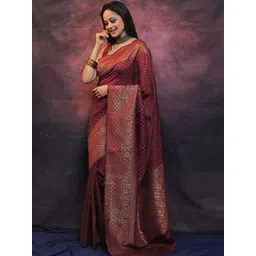 SANISA Woven Design Zari Silk Blend Handloom Saree-picture-37