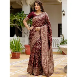 SANISA Woven Design Zari Silk Blend Handloom Saree-picture-41