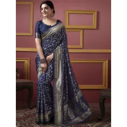 SANISA Woven Design Zari Silk Blend Handloom Saree-picture-39