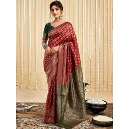 SANISA Woven Design Zari Silk Blend Handloom Saree-picture-20