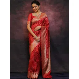 SANISA Woven Design Zari Silk Blend Handloom Saree-picture-15