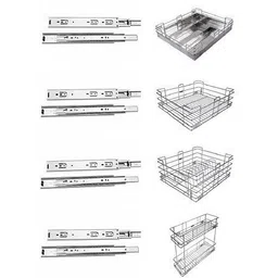 sanjari 4 Piece12x20x4Sheet Cutlery12x20x6Plain Basket12x20x8Thali Basket 6*20*17pullout Steel Kitchen Trolley-picture-13