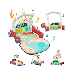 Sanjary 2 in 1 Musical Baby Play Gym with Convertible Walker| Push Walker with Play Piano, Lights, Rattles & Tummy Time Mat for Babies & Toddlers-Color & Design May Vary-picture-18
