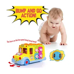 SANJARY Interactive busy School Bus bump and go Musical Activity Toy Vehicle with Lights, Sounds & Music for Toddlers for kids color design may vary-image-6