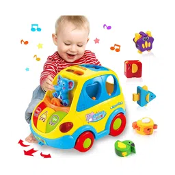 SANJARY Musical Bump and go shape shorting car toy for toddler color design may vary-image-1