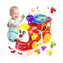Sanjary Musical Bump and go Shorting Train Toy, Early Education Montessori Toys with Lights & musical Toys for Toddlers color design may vary-image-2