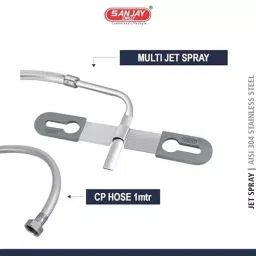 Sanjay Chilly Multi Jet Spray With Heavy Pvc Hose Stainless Steel Silver, JSM-01 image 5