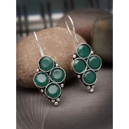 Sanjog Silver-Plated Contemporary Artificial Stones Drop Earrings-picture-19