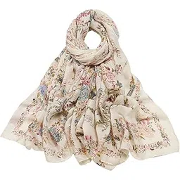 Floral Shawl Wrap for Women, Vibrant Floral Print Cotton Linen Scarf, Lightweight & Breathable, Gift for Women Birthday Christmas 85x180cm-image-12